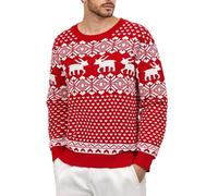 Pull Moche Noel Homme - Pull-over pour les vacances vêtement pour adultes tricot chaud et confortable parfait pour la saison des fêtes idéal pour les fêtes et les réunions de famille (Red XL)