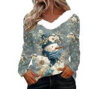 Pull Moche Noël Humour Vetement Femme Famille Beau Grande Taille Mode Bonhomme Vetement Drole Sweat de Noel Rigolo V Col Moche Couple Hiver Chic Deguisement Noel Femme S