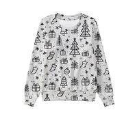 Pull Moche Noel, Pull Noel Fille, Sweat à manches longues FunDIY Doodle créatif pour filles enfant design artistique personnalisable activité manuelle cadeau fille vêtement décontracté confortable