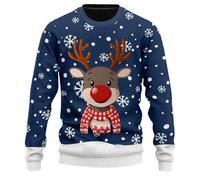 Pull Moche Noël, Ugly Christmas Sweater Men, Pull À Col Rond Et Manches Longues Christmas Jumper Moche Sweat Shirt Léger Pulls Chandail Classique Chemise Tricot Basique Pullover Sweaters