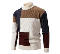 Pull moderne à col rond pour homme pour toutes les occasions - Sweat-shirt tendance pour homme et hiver - Patch - Édition régulière - Pull à manches d'épaule - Pull de couleur unie - Trench en laine