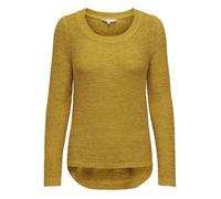 Pull moutarde uni avec une coupe droite à col rond et des manches longues L