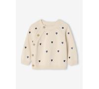 Pull naissance avec petits cœurs brodés écru 18M(81CM)