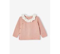 VERTBAUDET Pull Naissance Fille col en Broderie Anglaise Rose 9M(71CM)