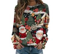 Pull Noel, Chemise Haut Moche Renne Christmas Chemisier Ugly Chic Vetement Jumper Tunique Paillettes Ado Fille Blouse Pas Cher Sweat de Femme Grande Taille Tenue de Noel, S