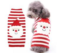Pull Noel Chien,Pull Chien Noel,Père Noël Tricoté Pulls Chiens,Vetement Chiots Noels,Xmas Pulls pour Chiot Chat,Deguisement Chiens Noels pour Chiot de Petite Moyenne et Grande Taille Blanc XL