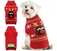 Pull Noel Chien Pull Chien Noel Pulls Noël Chiens Père Noël Deguisement Chiot Noëls Vetement Chiens Tricoté Pulls pour Chiot Chat Rouge XL