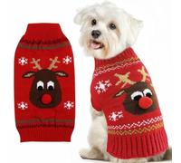 Pull Noel Chien,Pull Chien Noel,Renne Tricoté Pulls Chiens,Vetement Chiots Noels,Xmas Pulls pour Chiot Chat,Deguisement Chiens Noels pour Chiot de Petite Moyenne et Grande Taille Rouge XL