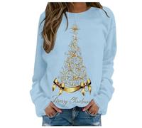 Pull Noel Drole Femme Sweat-Shirt FéMinin sans Capuche Col Rond Motif Festif NoëL Haut DéContracté Manches Longues VêTement Confortable Parfait pour Tenue Quotidienne