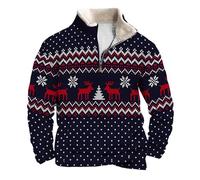 Pull Noel Drole Homme, Sweat-Shirt Polaire Homme sans Capuche à Demi-Fermeture éClair pour Un Style DéContracté Et Un Confort Chaleureux en Saison Hivernale avec Une Coupe Ample