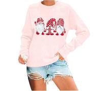 Pull Noel Drole Sweat-Shirt FéMinin DéContracté à Col Rond Coupe Ample avec Impression CœUr Manches Longues pour Tenue Quotidienne Confortable Et DéTente