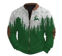 Pull Noel Drole, Sweat-Shirt Zippé Homme Design Imprimé 3D Confortable Veste Polaire sans Capuche pour Saison Automne Hiver Et FêTes De NoëL