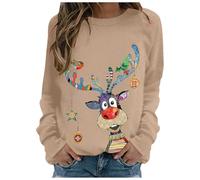 Pull Noel Drole Sweatshirt Femme Noël Manches Longues Polaire Chaude Ample Pullover Col Rond Renne De Lumineux Hiver Vêtements Pulls Sweat Sportswear Tenue Moche Veste
