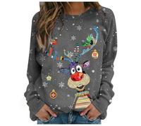 Pull Noel Drole Sweatshirt Femme Noël Manches Longues Polaire Chaude Ample Pullover Col Rond Renne De Lumineux Hiver Vêtements Pulls Sweat Sportswear Tenue Moche Veste