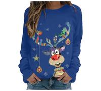 Pull Noel Drole Sweatshirt Femme Noël Manches Longues Polaire Chaude Ample Pullover Col Rond Renne De Lumineux Hiver Vêtements Pulls Sweat Sportswear Tenue Moche Veste
