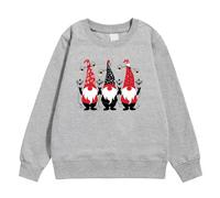Pull Noel Enfant, Children's Autumn and Winter Christmas Printed Pullover Hoodiefree (Grey, 7-8 Years)