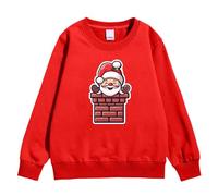 Pull Noel Enfant, Children's Autumn and Winter Christmas Printed Pullover Hoodiefree (Red, 9-10 Years)
