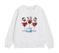 Pull Noel Enfant, Children's Autumn and Winter Christmas Printed Pullover Hoodiefree (White, 10-11 Years)