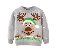 Pull Noel Enfant Coton, Pull Noel Fille Manches Longues Tricoté Motif Père Noël Pulls de Noël pour Enfants Chaude Filles Pulls Tricot Hiver Moche Décontracté Sweater pour 2-6 Ans Girl