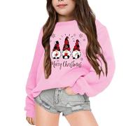 Pull Noel Enfant Manches Longues, Pulls De Noël pour Enfants Imprimé GNOME Col Rond Pull Noel Hiver Chaude Pulls De Noël pour Enfants Sweat Casual pour Girls 3-10 Ans