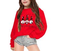 Pull Noel Enfant Manches Longues, Pulls De Noël pour Enfants Imprimé GNOME Col Rond Pull Noel Hiver Chaud Pulls De Noël pour Enfants Sweat Christmas Glamour Sweats pour Girl 3-10 Ans