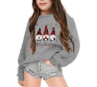 Pull Noel Enfant Manches Longues, Pulls De Noël pour Enfants Imprimé GNOME Col Rond Pull Noel Hiver Chaud Pulls De Noël pour Enfants Sweat Christmas Glamour Sweats pour Girl 3-10 Ans