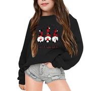 Pull Noel Enfant Manches Longues, Pulls De Noël pour Enfants Imprimé GNOME Col Rond Pull Noel Hiver Thermique Pulls De Noël pour Enfants Sweat Christmas Sweatshirt pour Girl 3-10 Ans