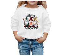 Pull Noel Enfant Manches Longues, Sweat Noel Enfant Imprimé GNOME Col Rond Pull De Noël Hiver Chaud Pulls De Noël pour Enfants Sweat Christmas Glamour Sweats pour Girl 3-10 Ans