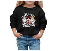Pull Noel Enfant Manches Longues, Sweat Noel Enfant Imprimé GNOME Col Rond Pull De Noël Hiver Thermique Pulls De Noël pour Enfants Sweat Christmas Sweatshirt pour Girl 3-10 Ans