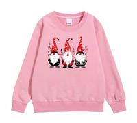 Pull Noel Enfant Manches Longues, Sweat-Shirt De Noël pour Enfant Imprimé GNOME Col Rond Pull De Noel Hiver Chaude Pulls De Noël pour Enfants Sweat Christmas Classique Décontracté pour Fille 4-12 Ans