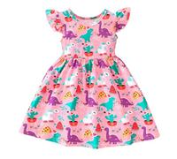 Pull Noel Enfant,Robe d'halloween et de Noël pour Petites Filles Tenue avec Impression Citrouille et Dinosaure pour célébrations festives (5-6 Years)