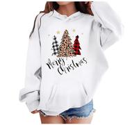 Pull Noel Enfant Sweat Capuche Fille Doux Fillette à Manches Longues Outwear Chaud Imprimé Fille Mignon Hauts Sport Pull Confortable Décontractés Tops Fashion Vêtement Printemps pour Ado 5-14 Ans