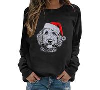 Pull Noel Enfant,Sweatshirt féminin Confortable et décontracté sans Capuche Design élégant avec Motif Lettres anglaises pour Un Moderne et Polyvalent (Black, XL)