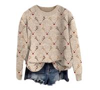 Pull Noel Famille Femme Chic Et Elegant Sweat Oversize sans Capuche Rouge Grande Taille Veste Automne Bleu De Travail Tunique Hiver Mi Saison Sexy Sweatshirts Pyjama Moche Pulls Manche Homme