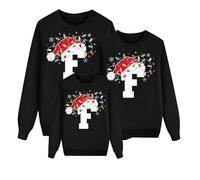 Pull Noël Famille Femme Homme Ugly Christmas Sweater Drole Sweats Hiver Moche de Noel Sweat Chaud Christmas Jumper Manches Longues Doux Confortable Sweatshirts Vêtements Lutin Farceur (F-Noir,XL)