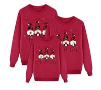 Pull Noel Famille Hiver Chaud Pull de Noel Femme Homme Enfant Moche Sweat Sans Capuche Pulls de Noël Col Rond Manches Longues Ugly Christmas Sweater Vêtements Noël Sweatshirts pour Parents-Enfants