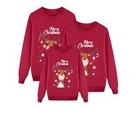 Pull Noël Famille, Sweat Femme Homme Enfants Famille Longue Manches Tops Christmas Sweater Pulls de Noël Familles Col Rond Christmas Sweatshirt Femmes Noel Parent-Enfant Hiver Automne Chaud 10