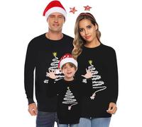 Pull Noel Famille Sweat Femme Homme Enfants Famille Longue Manches Tops Christmas Sweater Pulls De Noël Familles Col Rond Christmas Sweat-Shirt Manche Longue Hiver Chaud Femmes