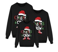 Pull Noël Famille, Sweat Femme Homme Enfants Longue Manches Tops Christmas Sweater Col Rond Sweatshirt Parent-Enfant Hiver Automne Chaud