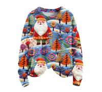 Pull Noel Femme 3D Santa Claus Sweat NoëL Rigolo Manches Longues T-Shirt Multicolore Imprimé NoëL Pullover Hiver DéContracté Hauts Top Merry Christmas Sweatshirts Col Rond Tunique Tops