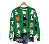 Pull Noël Femme 3D Santa Claus Sweat NoëL Rigolo Manches Longues T-Shirt Multicolore Imprimé Noel Pullover Hiver DéContracté Hauts Top Merry Christmas Sweatshirts Col Rond Tunique Tops