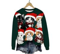 Pull Noël Femme 3D Santa Claus Sweat NoëL Rigolo Manches Longues T-Shirt Multicolore Imprimé Noel Pullover Hiver DéContracté Hauts Top Merry Christmas Sweatshirts Col Rond Tunique Tops