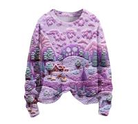 Pull Noel Femme 3D Santa Claus Sweat NoëL Rigolo Manches Longues T-Shirt Multicolore Imprimé NoëL Pullover Hiver DéContracté Hauts Top Merry Christmas Sweatshirts Col Rond Tunique Tops