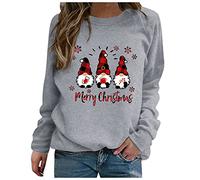 Pull Noël Femme Chemise Vêtements Noel Elegant Conforts Top Hiver Vetement Noel Bien Adapté Ensemble Christmas Automne Vêtements Impression Sweat Sweatshirts Pull de Noël pour Adolescentes (b-Grey, M)