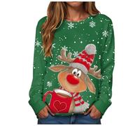 Pull Noël Femme Christmas Sweat Moche et Humoristique à Manches Longues Col Rond Tissu Épais Doux pour Soirée Pyjama Entre Amis