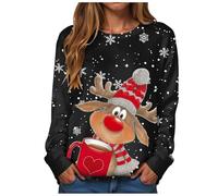 Pull Noël Femme Christmas Sweat Moche et Humoristique à Manches Longues Col Rond Tissu Épais Doux pour Soirée Pyjama Entre Amis