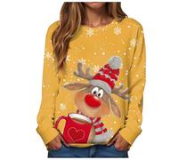 Pull Noël Femme Christmas Sweat Moche et Humoristique à Manches Longues Col Rond Tissu Épais Doux pour Soirée Pyjama Entre Amis