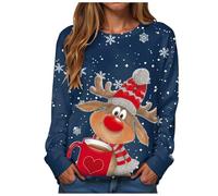 Pull Noël Femme Christmas Sweat Moche et Humoristique à Manches Longues Col Rond Tissu Épais Doux pour Soirée Pyjama Entre Amis