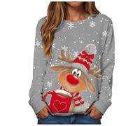 Pull Noël Femme Christmas Sweat Moche et Humoristique à Manches Longues Col Rond Tissu Épais Doux pour Soirée Pyjama Entre Amis