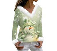 Pull Noel Femme Col V Jacquard À de Femme Tenue Ugly Grande Taille Hiver Moche Famille Chauffant Vetement Chic Personnalisable Lumineux Tenue Pull Moche Noel Vert Fluorescent L
